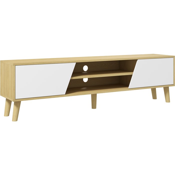 Mueble tv 150cm madera blanco 2 puertas 2 estantes hasta 65 salón
