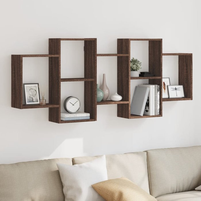 Estante de pared de roble marrón 159x18x65 cm madera contrachapada