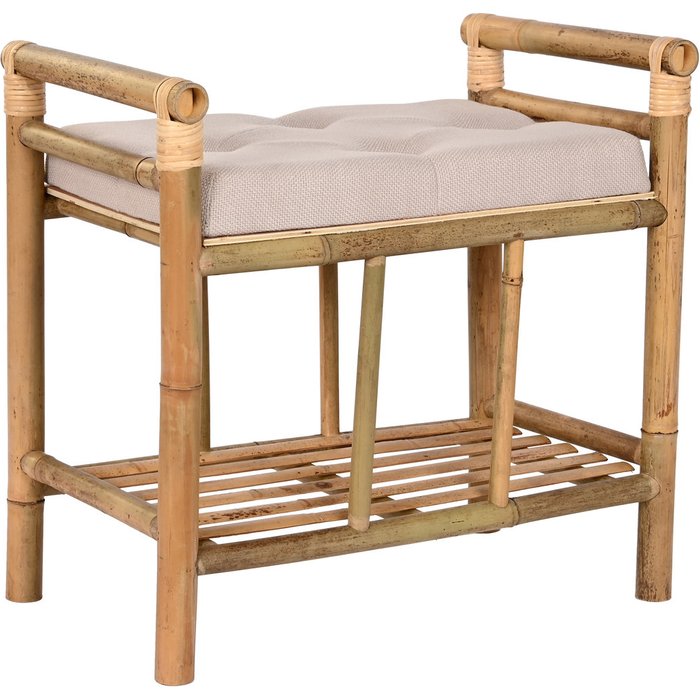 Descalzadora bambu algodon 55x36x54 natural marron