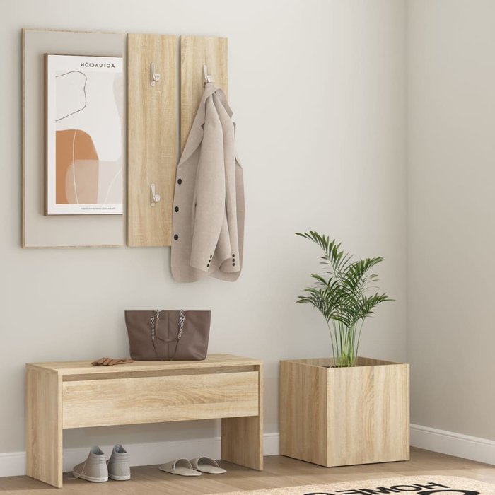 Juego de muebles de recibidor madera contrachapada roble sonoma vidaxl
