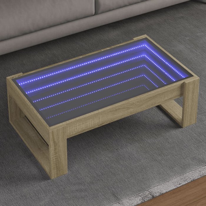 Mesa de centro con infinity led roble sonoma 90x53x30 cm