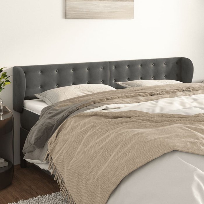 Cabecero de terciopelo gris oscuro 183x23x78/88 cm - comfortxl