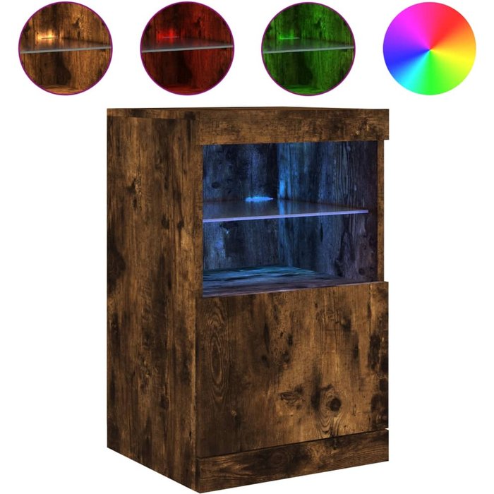 Aparador con luces led roble ahumado 41x37x67 cm - comfortxl