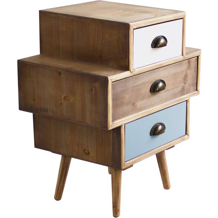 Cómoda de madera con 3 cajones de colores 50x35xh49,5 cm vittoria