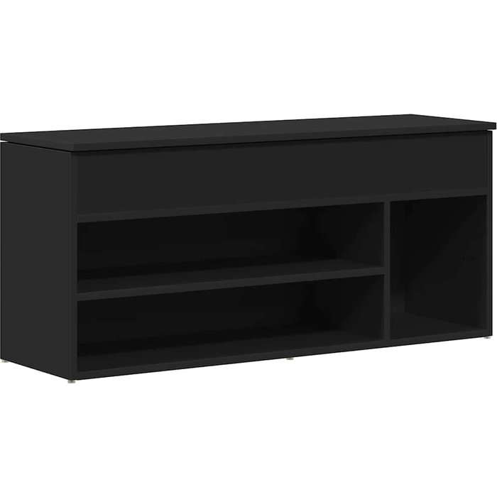 Banco zapatero de madera compuesta negra 102x30,5x45 cm - comfortxl