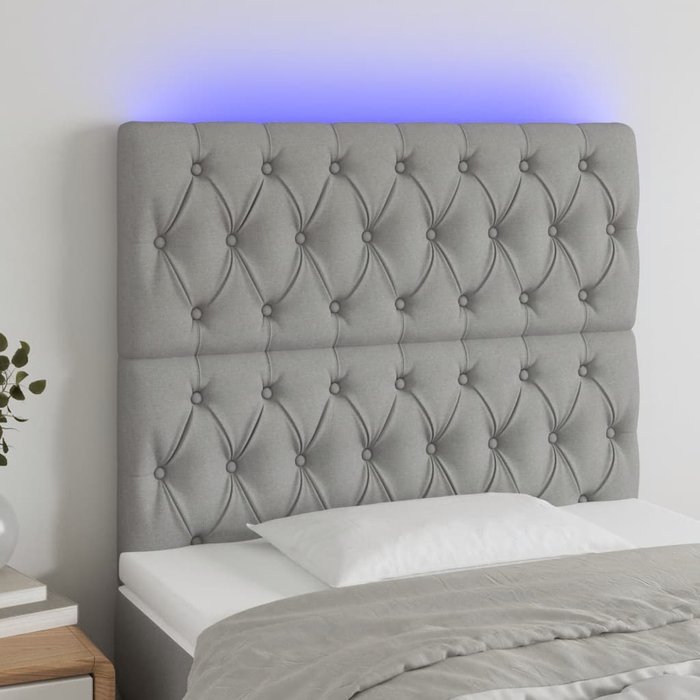 Maison exclusive - cabecero con luces led tela gris claro 90x7x118/128 cm