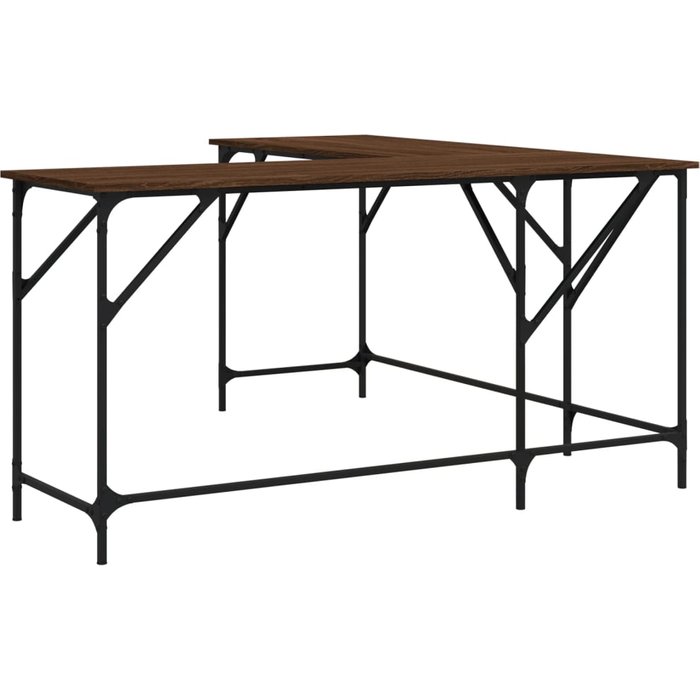 Escritorio de madera laminada roble marrón 149x149x75 cm - comfortxl