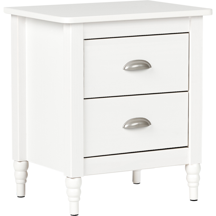 Beliani mesita de noche 2 cajones shillington madera de pino blanco