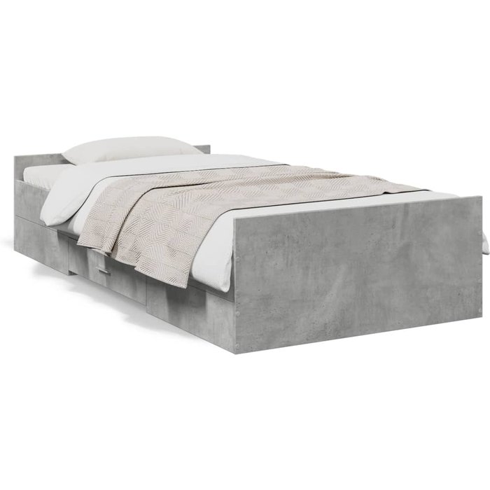 Vidaxl cama con cajones madera de ingeniería gris hormigón 75x190 cm