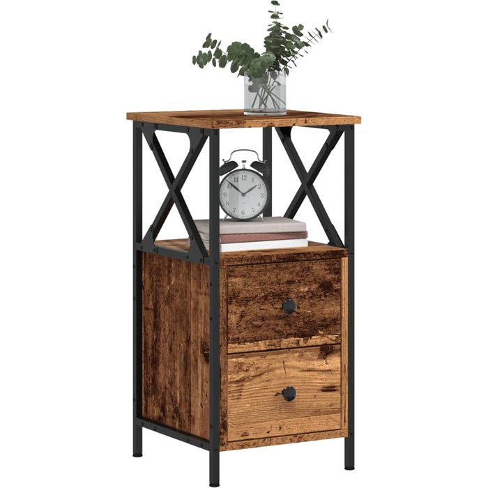 Maison exclusive - mesita de noche madera ingeniería envejecida 34x35,5x70 cm
