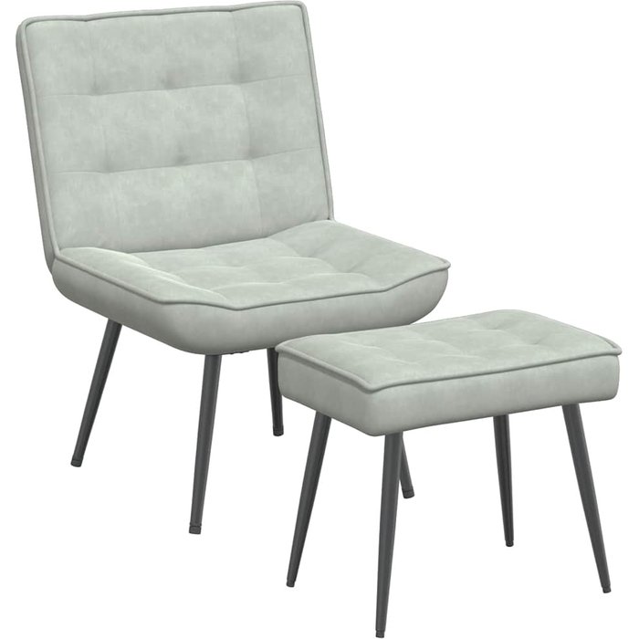 Sillón de relax | silla de relax con reposapiés terciopelo gris claro cfw26853