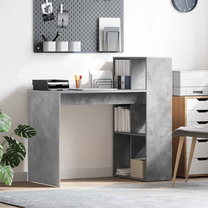 Maison exclusive - escritorio con estante gris concreto 108 x 55 x 103.5 cm