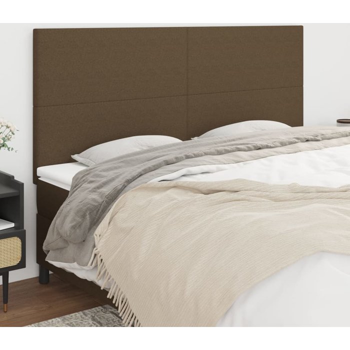 Cabecero de cama marrón oscuro 200x5x118/128 cm tela vidaxl