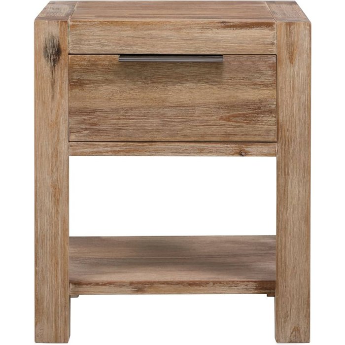 Mesita de noche con cajón 40x30x48 cm madera maciza de acacia