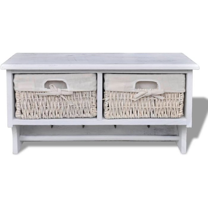 Estante de pared de madera de paulownia blanco 60x23,5x33 cm - comfortxl