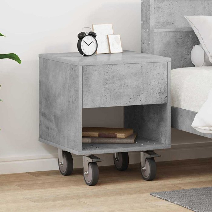 Maison exclusive - mesita de noche gris concreto 40,5 x 40 x 48 cm