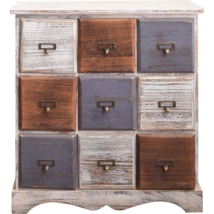 Comodas cajonera 9 cajones rebecca mobili madera blanco gris marron 63x60x23