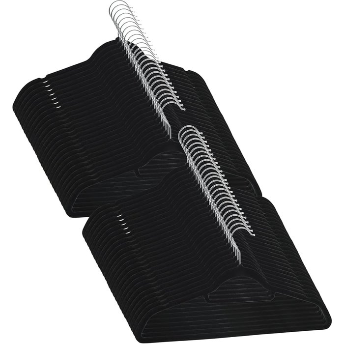 Juego de perchas ropa 50 uds antideslizantes terciopelo negro