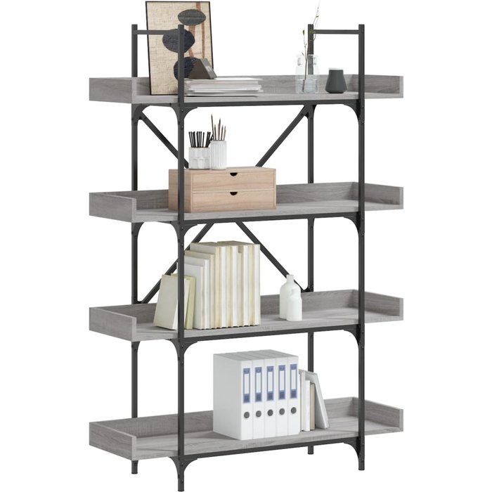 Librería 4 niveles sonoma gris 100x33x145,5 cm