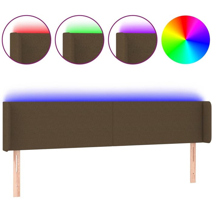 Cabecero cama - mueble cabecero con led de tela marrón oscuro 203x16x78/88 cm