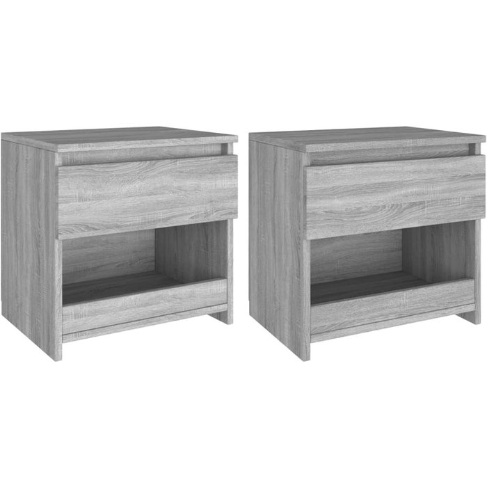 Mesitas noche 2 uds madera contrachapada gris sonoma 40x30x39cm - comfortxl