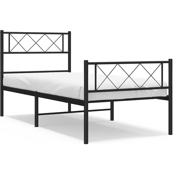 Estructura cama sin colchón con estribo metal negro 100x190 cm — comfortxl
