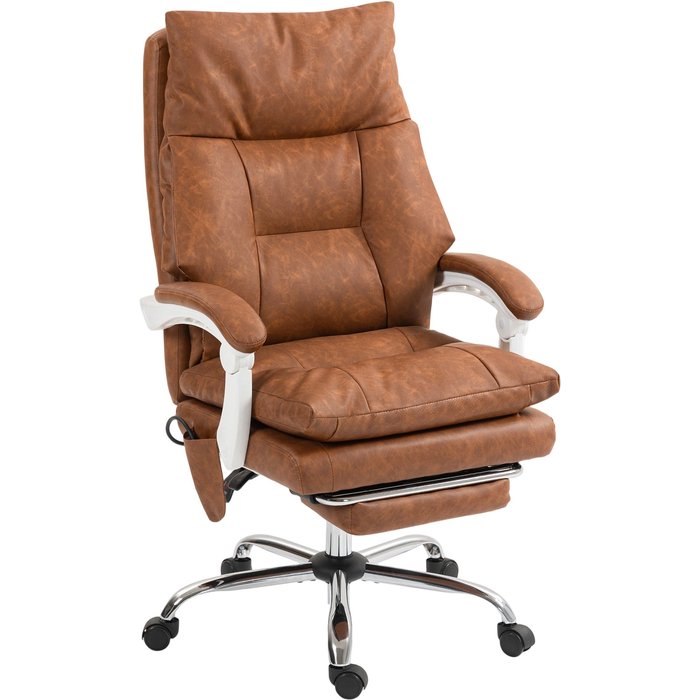 Silla de escritorio homcom pu marrón 65x76x121 cm 921-882v01bn