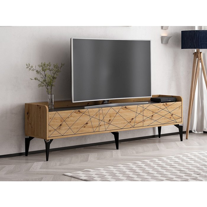Mueble tv con 3 puertas - natural y antracita - monalia