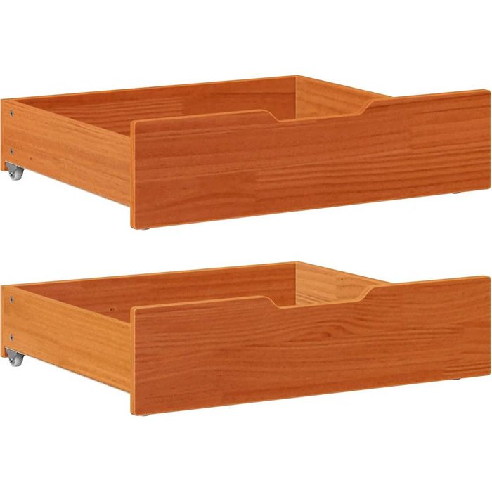 Cajones debajo de la cama 2 piezas marrón cera 75x55x16 cm pino macizo