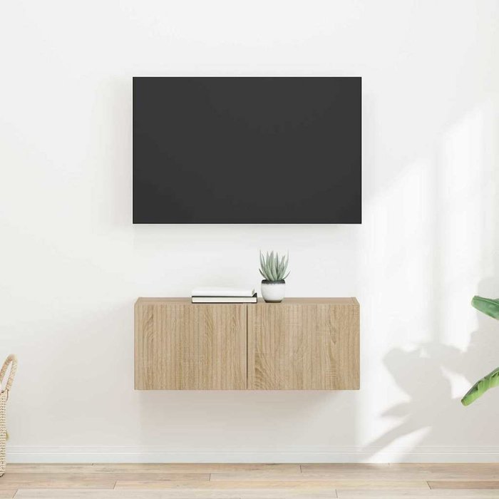 Mural de tv para mueble montage mural 2 pcs sonoma 60 x 31 x 29,5 cm