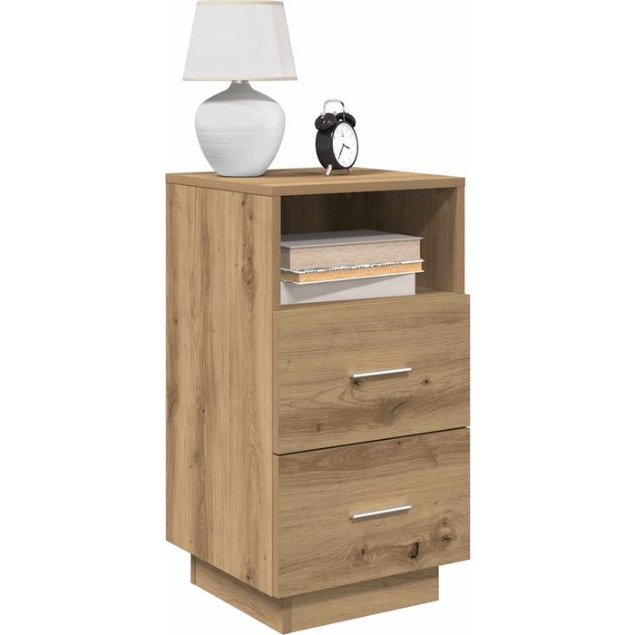 Maison exclusive - mesilla de noche con 2 cajones roble artesano 36x36x68 cm