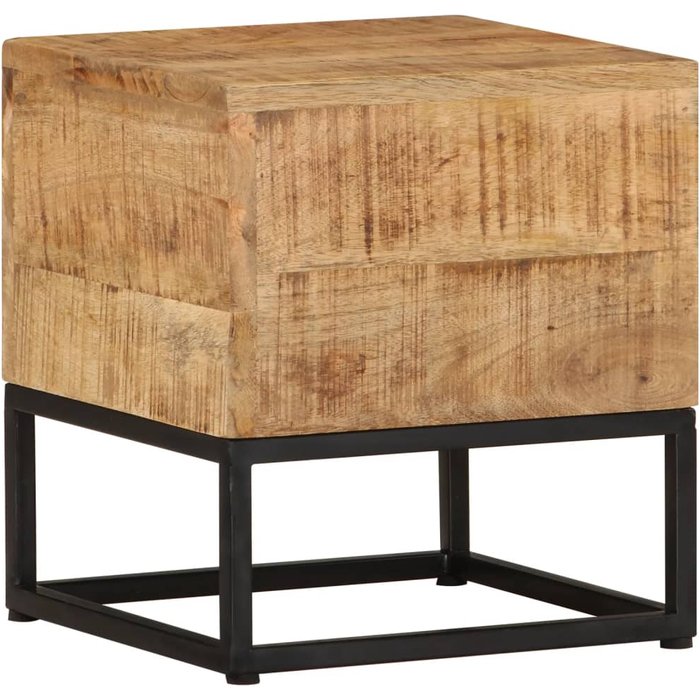 Mesa auxiliar de madera de mango rugosa 30x30x33 cm