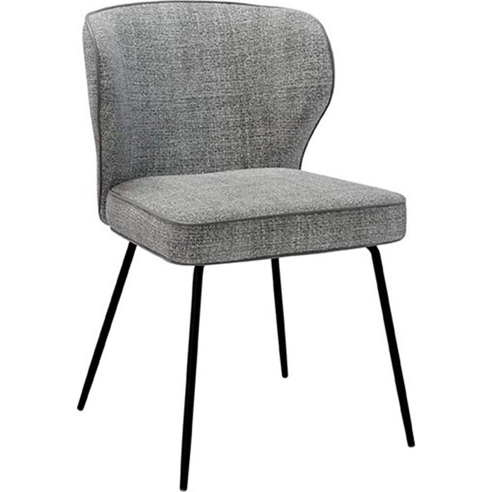 Silla fia tejido jaspeado gris claro, ribetes y patas negras