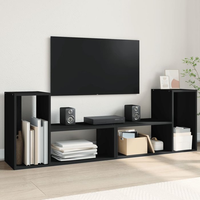 Maison exclusive - muebles para tv 2 uds madera de ingeniería negro 75x30x50 cm