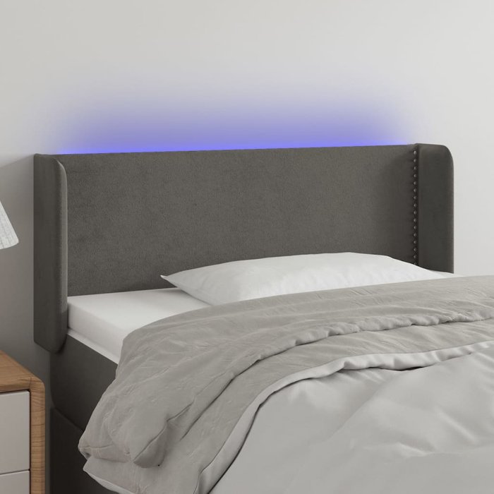 Cabecero con led de terciopelo gris oscuro 93x16x78/88 cm - comfortxl