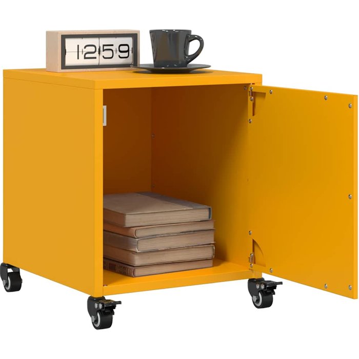 Maison exclusive - mesitas de noche 2 uds acero amarillo mostaza 36x39x43,5 cm