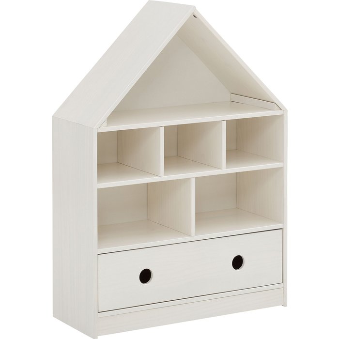 Librería con techo y 1 cajón blanco