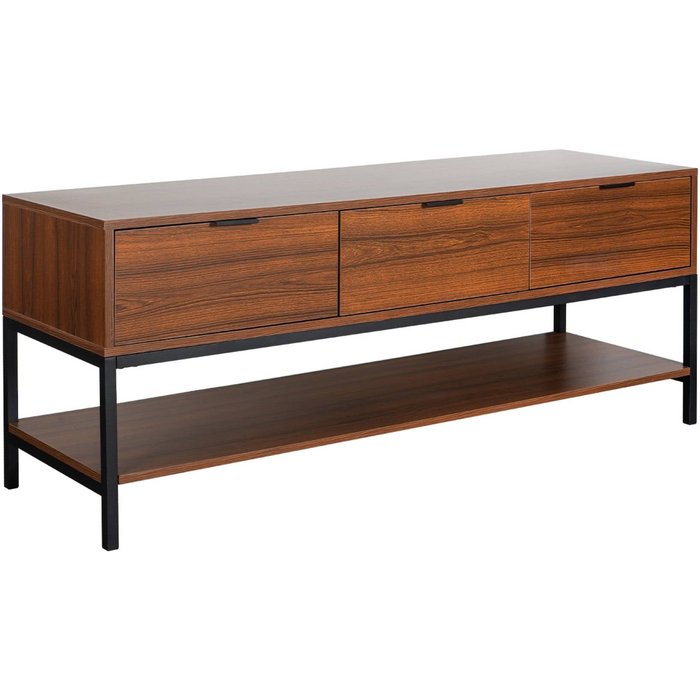 Mueble tv de nogal con 3 cajones, 130cm, walnut, madera de nogal, 130x40x53.5 cm