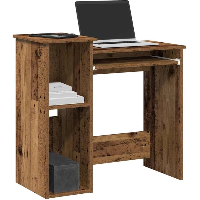 Escritorio estantes madera ingeniería envejecida 84x40x78 cm vidaxl