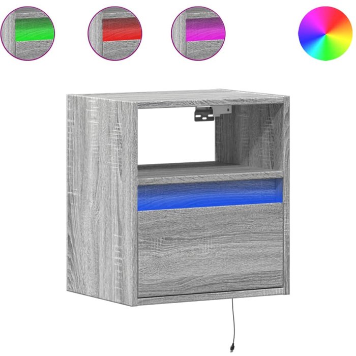 Mueble de tv de pared con luces led gris sonoma 41x31x45 cm - comfortxl