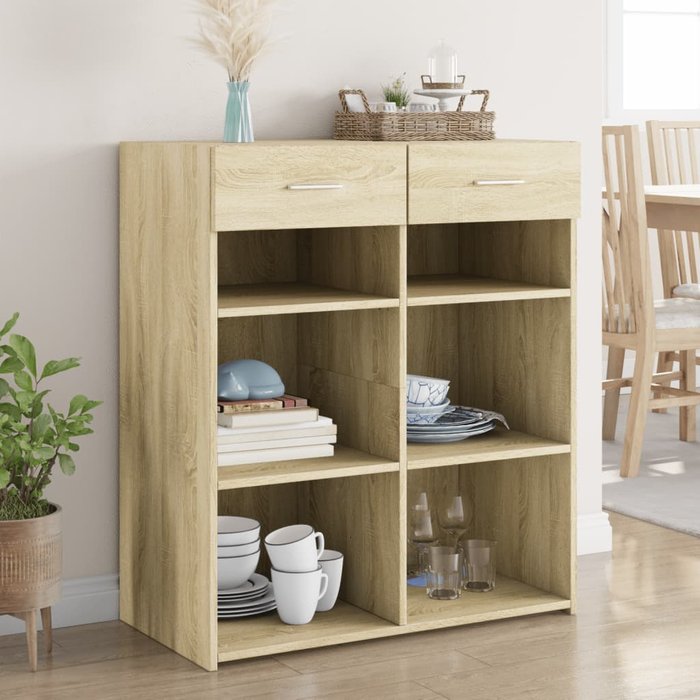 Vidaxl aparador de madera de ingeniería roble sonoma 80x42,5x93 cm