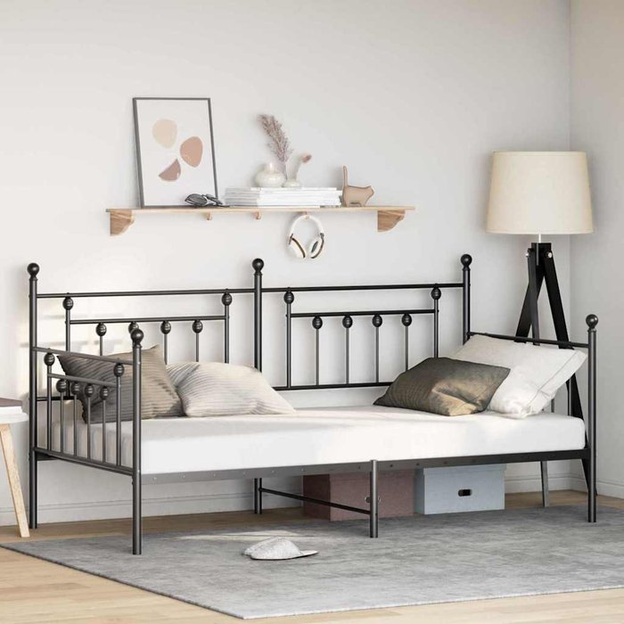Estructura de cama de día negro 107 x 203 cm acero vidaxl