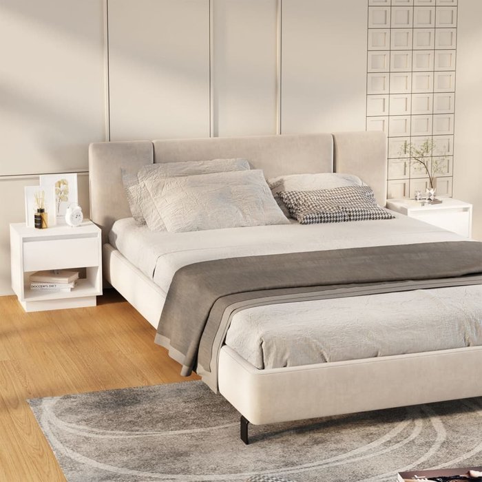 Mesitas de noche 2 uds madera contrachapada blanco 45x34x44 cm - comfortxl