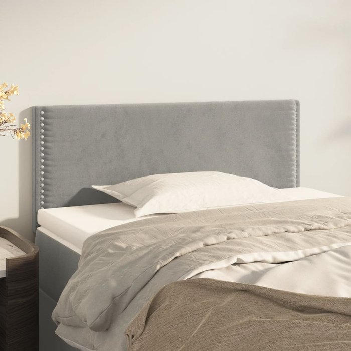 Cabecero de terciopelo gris claro 90x5x78/88 cm - comfortxl