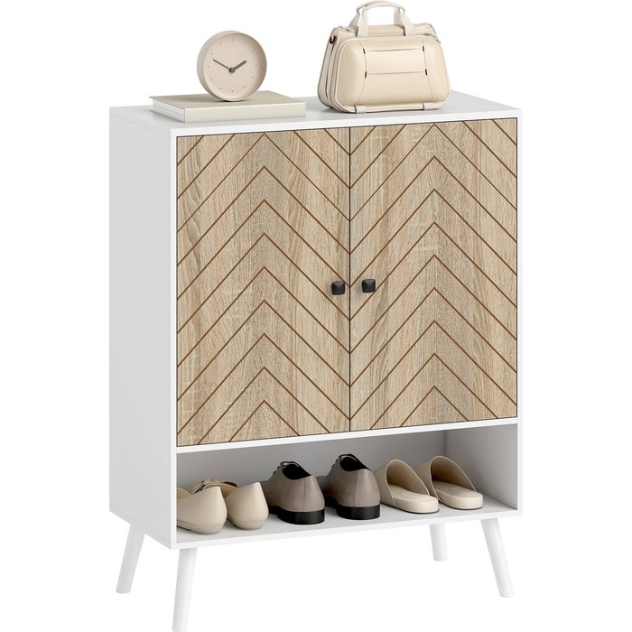 Zapatero 2 puertas blanco madera 75x35x97cm - 15 pares estantes ajustables