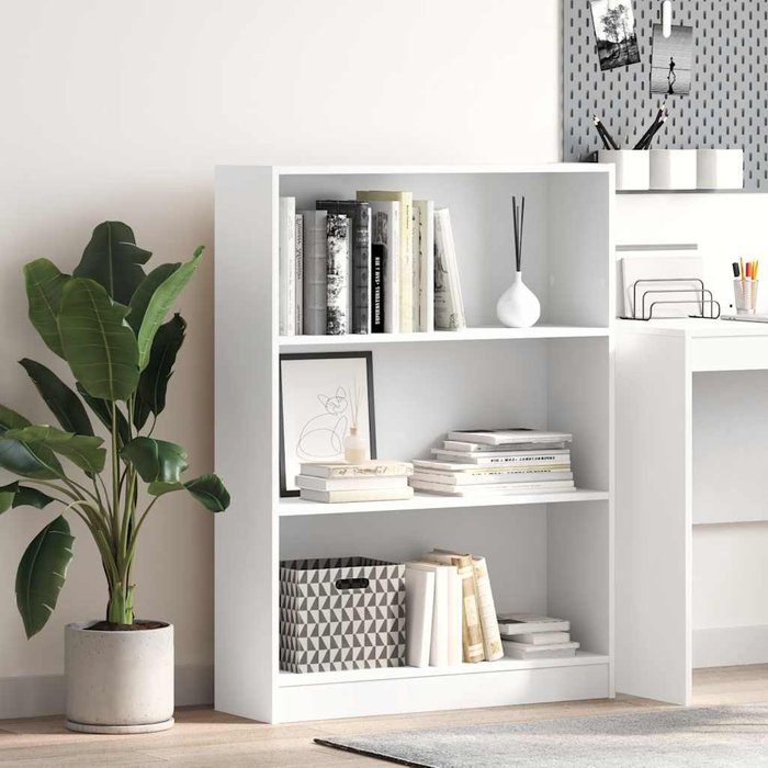 Librería blanca, 80x24x109 cm, madera de ingeniería. - pangivo