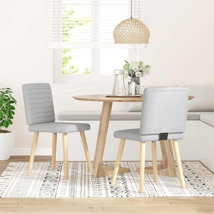 Juego de 2 sillas de comedor de tela gris nube