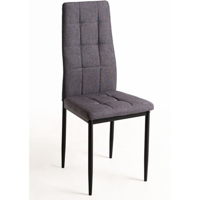 Silla kentor acolchada de tela gris oscuro y patas de acero negro