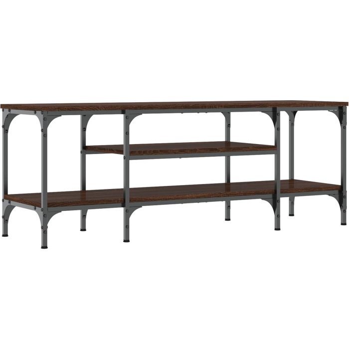 Mueble tv roble marrón 121x35x45 cm madera contrachapada y hierro