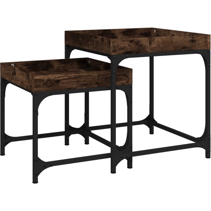 Mesitas auxiliares 3 uds madera contrachapada roble ahumado - comfortxl
